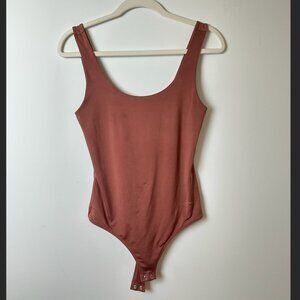 Rust Orange Express Body Contour Scoop Neck Bodysuit - Size S
